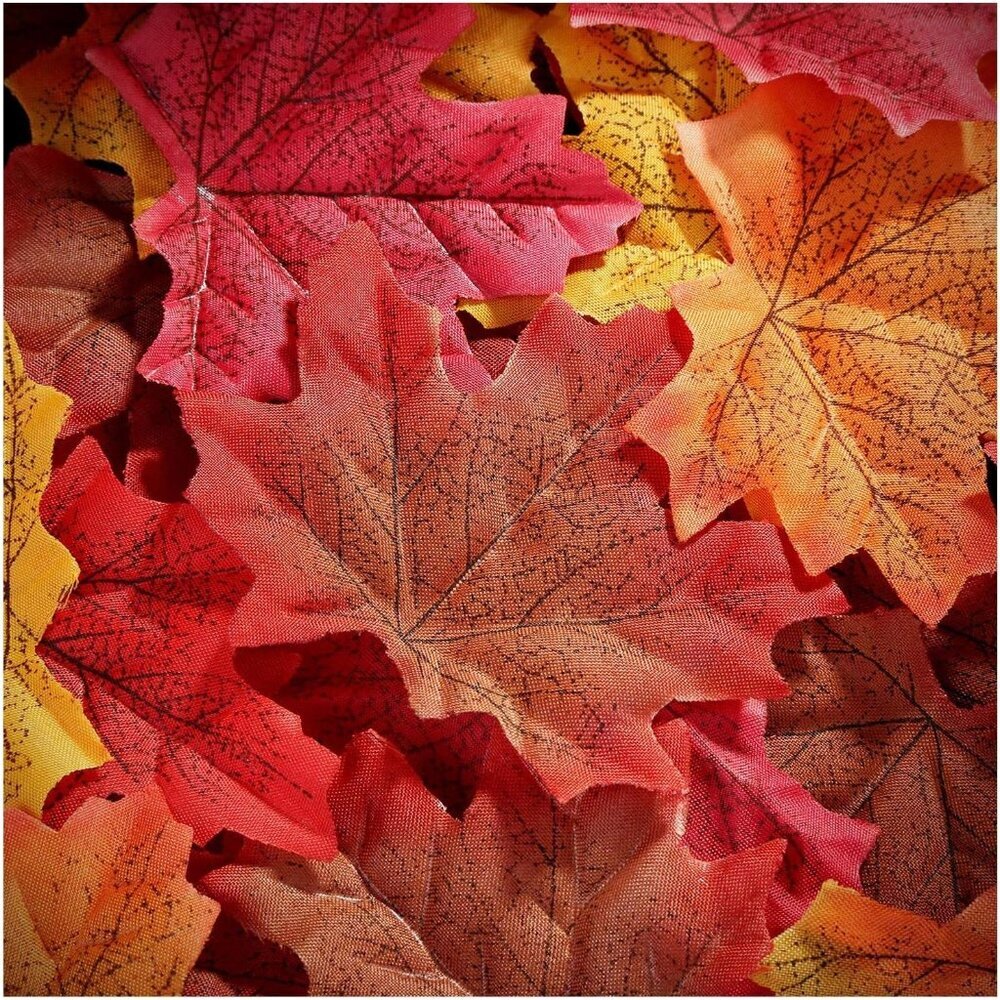 300 Pieces Fall Artificial Maple Leaves Faux Autumn Colored Mixed Fake Leaves Fa